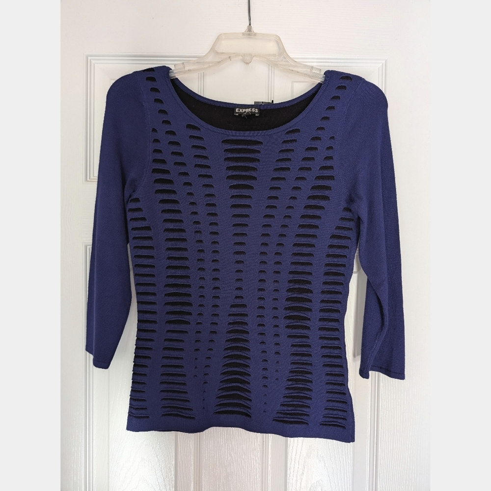 NWT Express Blue Purple Cut Out Top